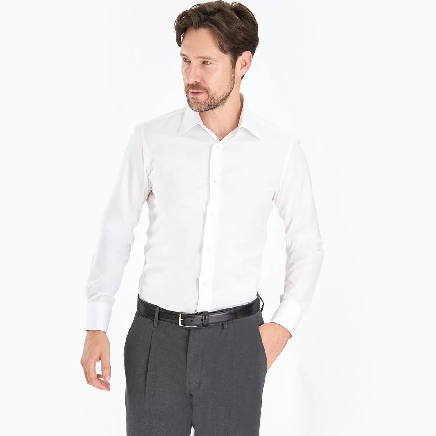 Slim White Cotton Classic Shirt>E.Marinella Online