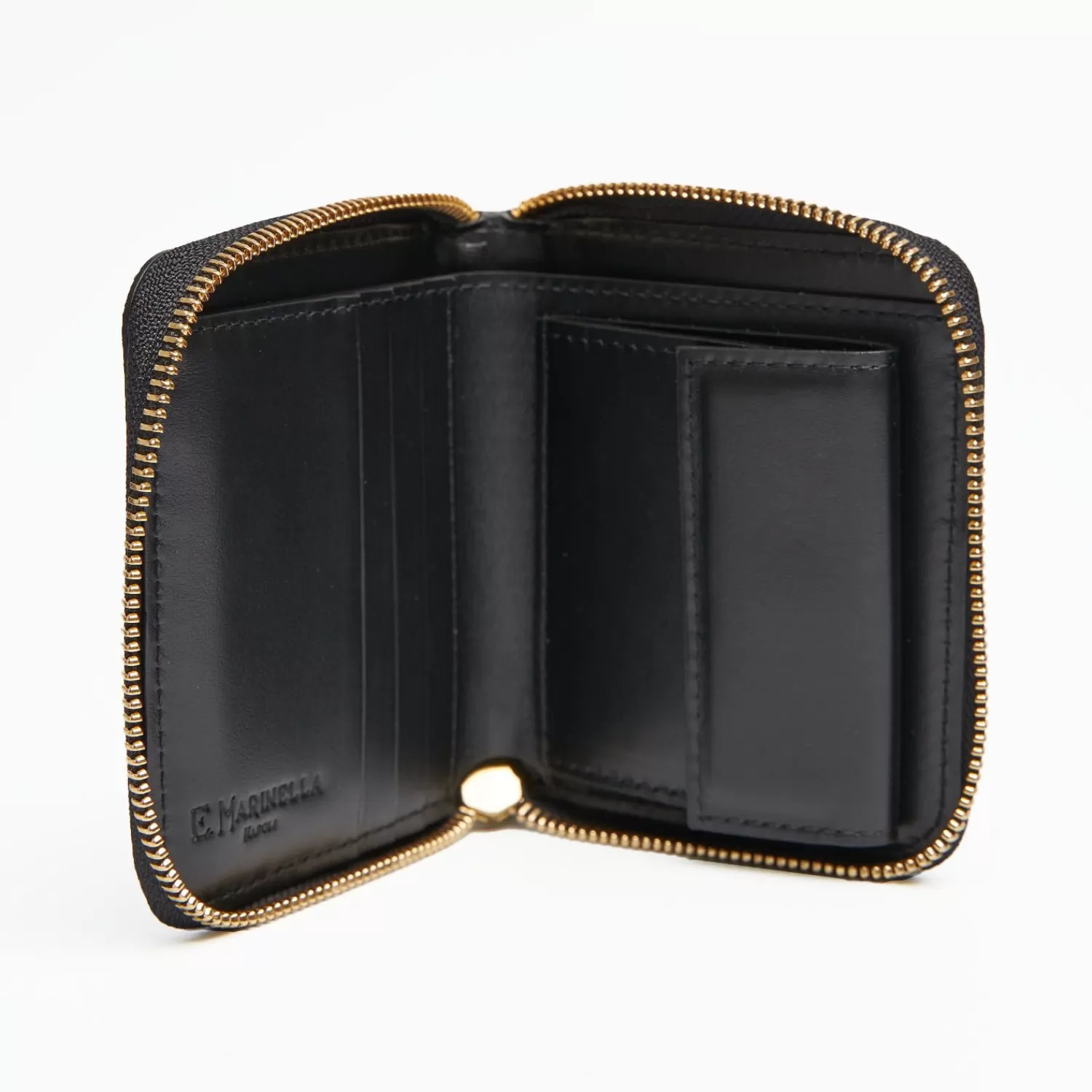 Small Black Hammered Leather Wallet>E.Marinella Shop