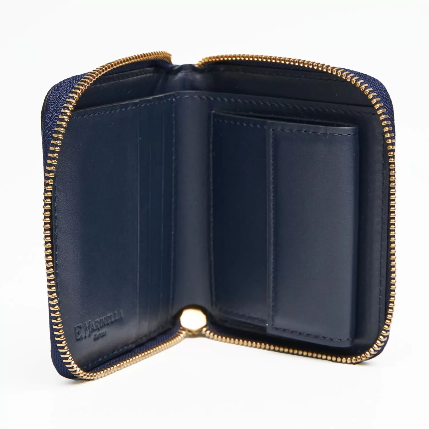 Small Dark Blue Hammered Leather Wallet>E.Marinella Cheap