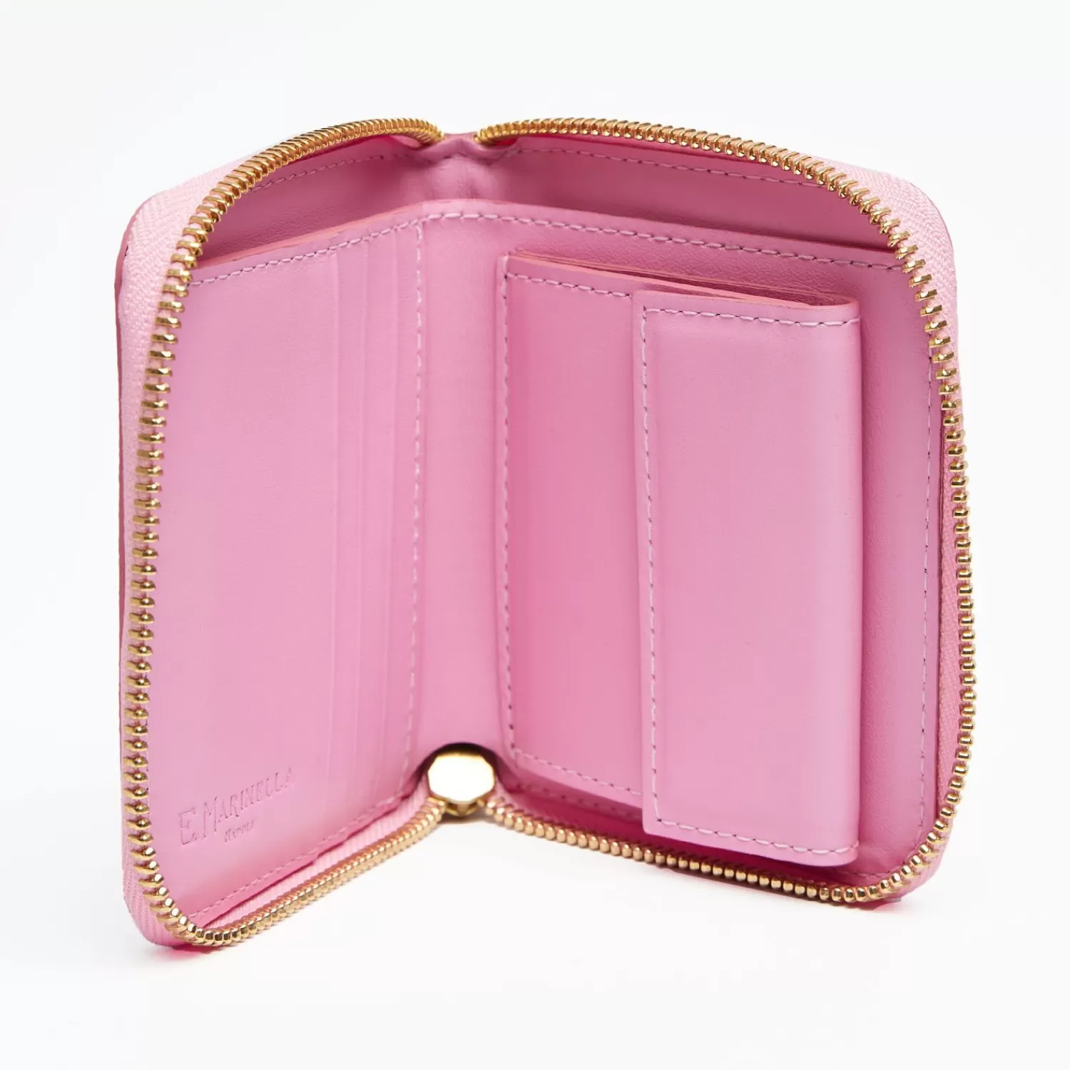 Small Pink Hammered Leather Wallet>E.Marinella Fashion