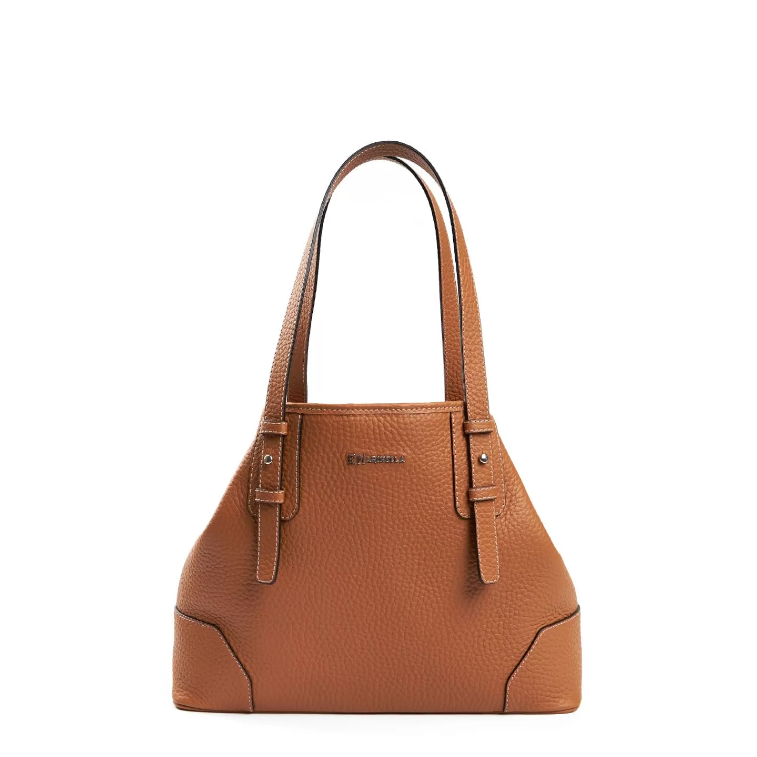 Tan Textured Leather Midi Tote Bag>E.Marinella New