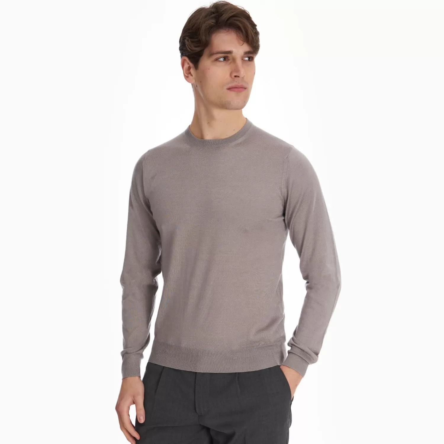 Taupe Coulor Cashmere And Silk Sweater>E.Marinella Best Sale