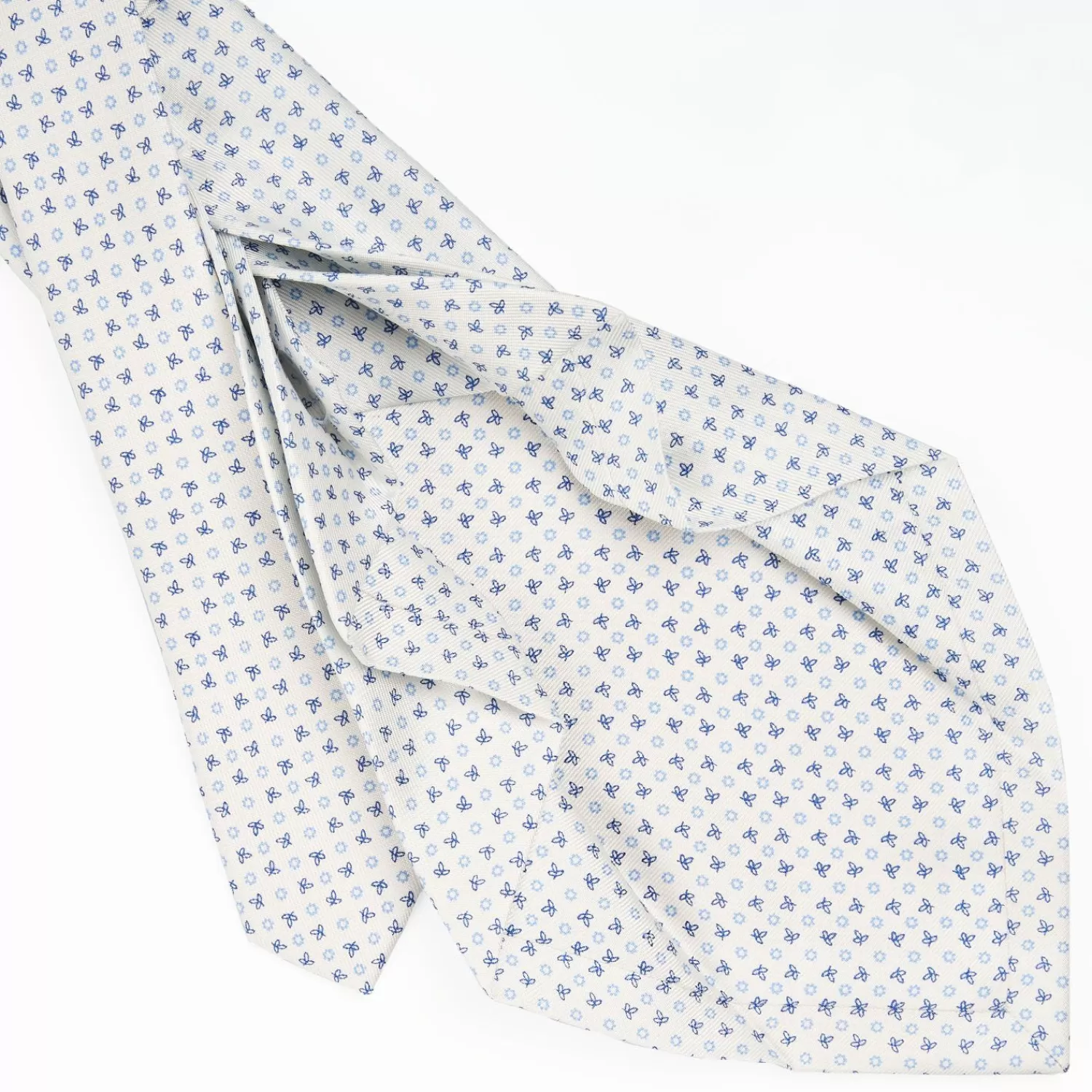 White 7 Fold Sartorial Silk Tie - Small Flower Pattern>E.Marinella Cheap
