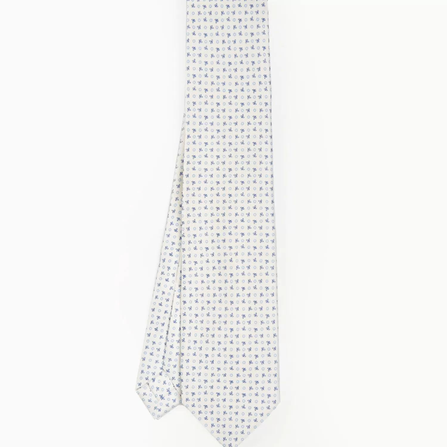 White 7 Fold Sartorial Silk Tie - Small Flower Pattern>E.Marinella Cheap