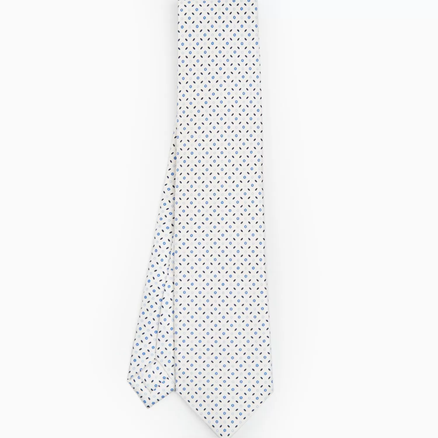 White 9 Fold Sartorial Silk Tie Small Flower Pattern>E.Marinella Cheap