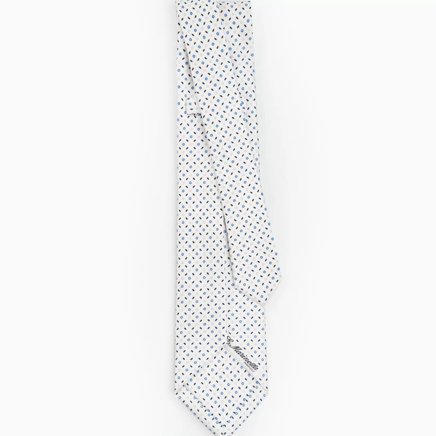 White 9 Fold Sartorial Silk Tie Small Flower Pattern>E.Marinella Cheap