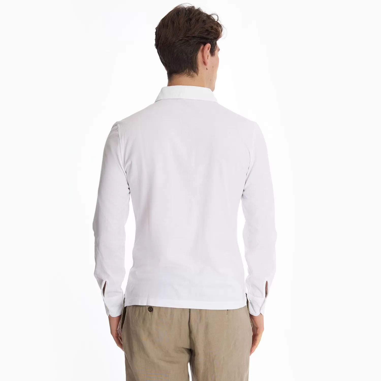 White Jersey Long Sleeve Polo Shirt>E.Marinella Cheap