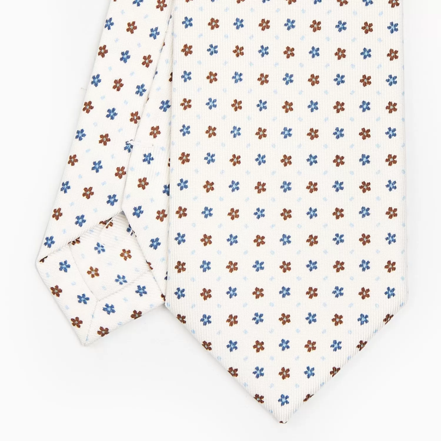 White Sartorial 7 Cm Silk Tie - Small Flower Pattern>E.Marinella Flash Sale
