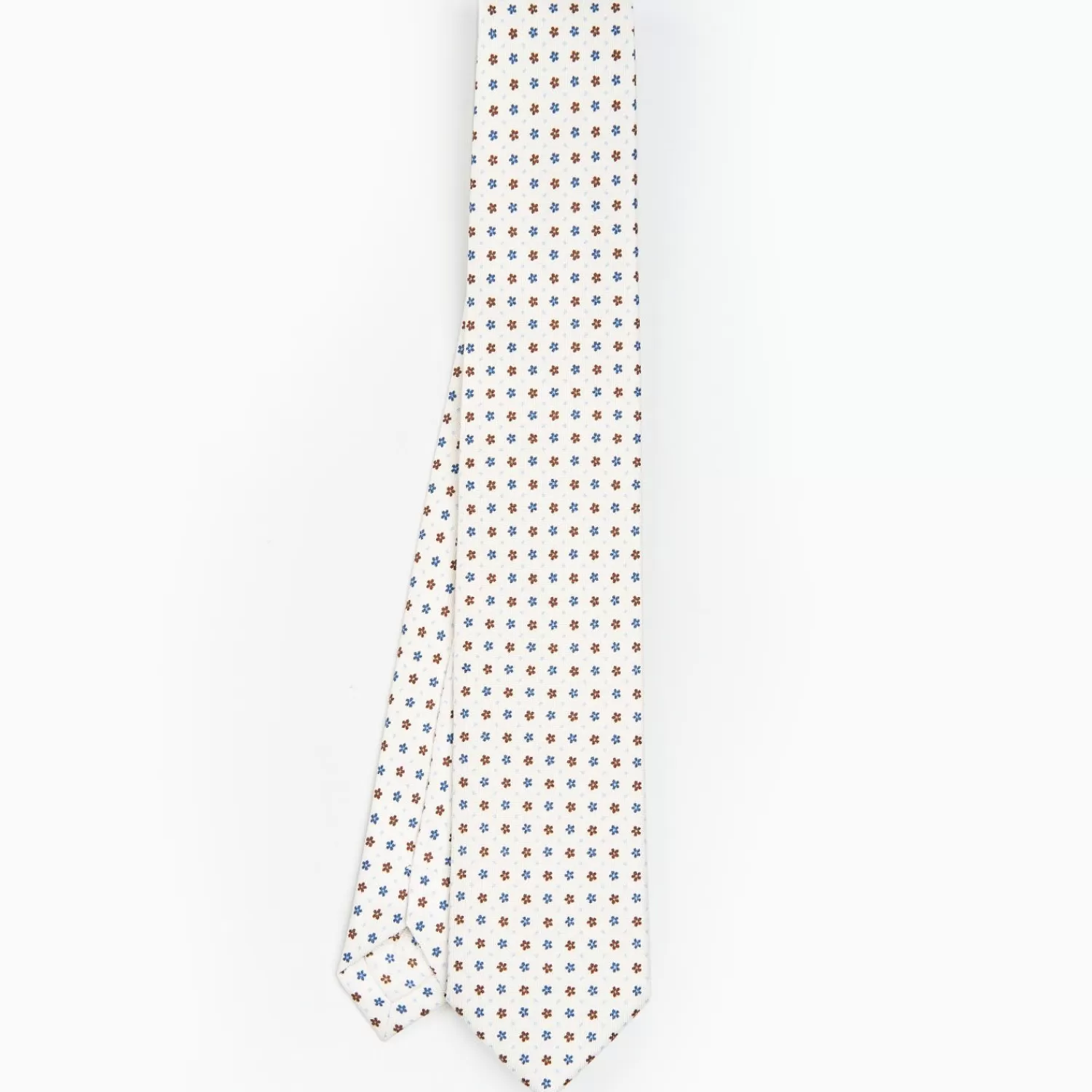 White Sartorial 7 Cm Silk Tie - Small Flower Pattern>E.Marinella Flash Sale
