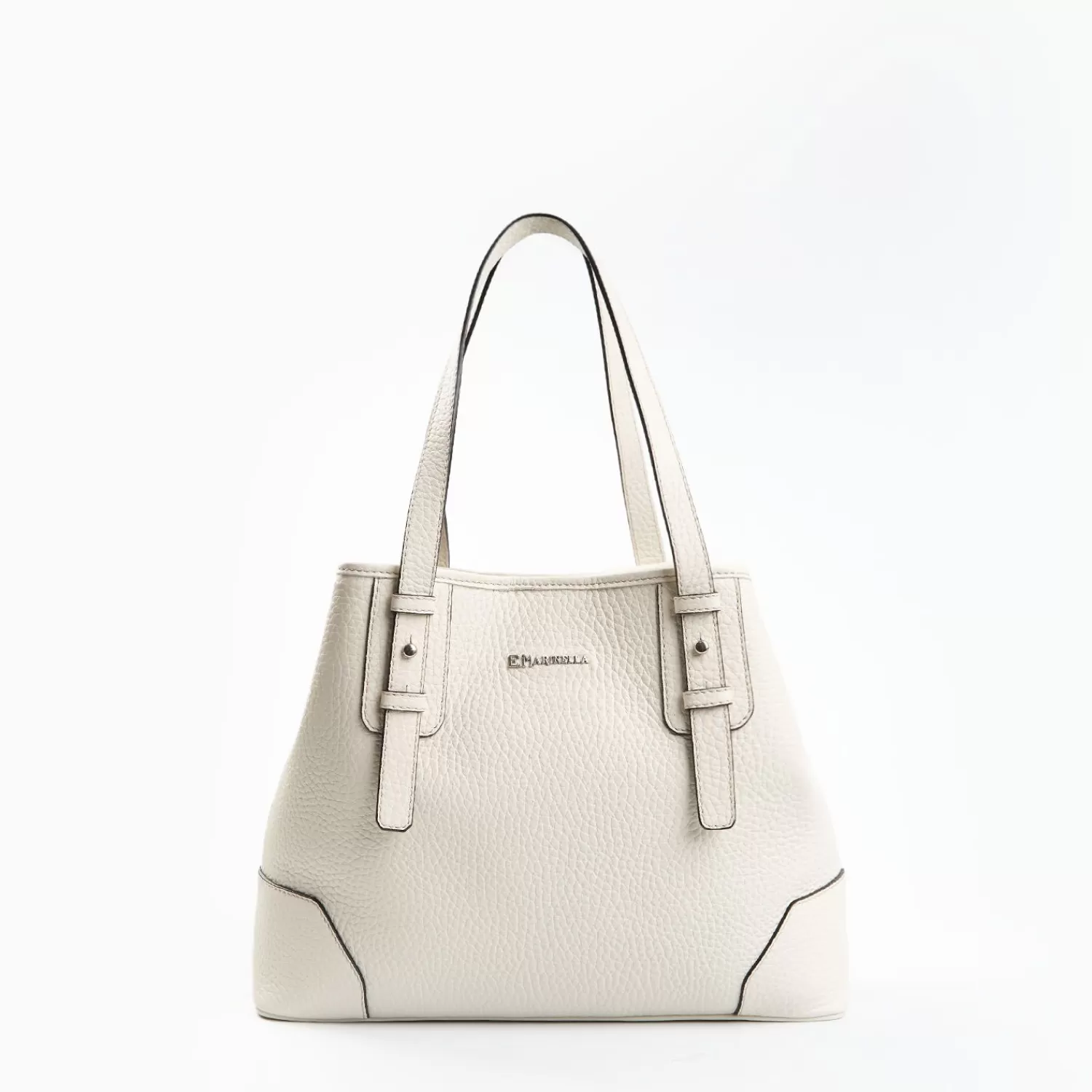 White Textured Leather Midi Tote Bag>E.Marinella Sale