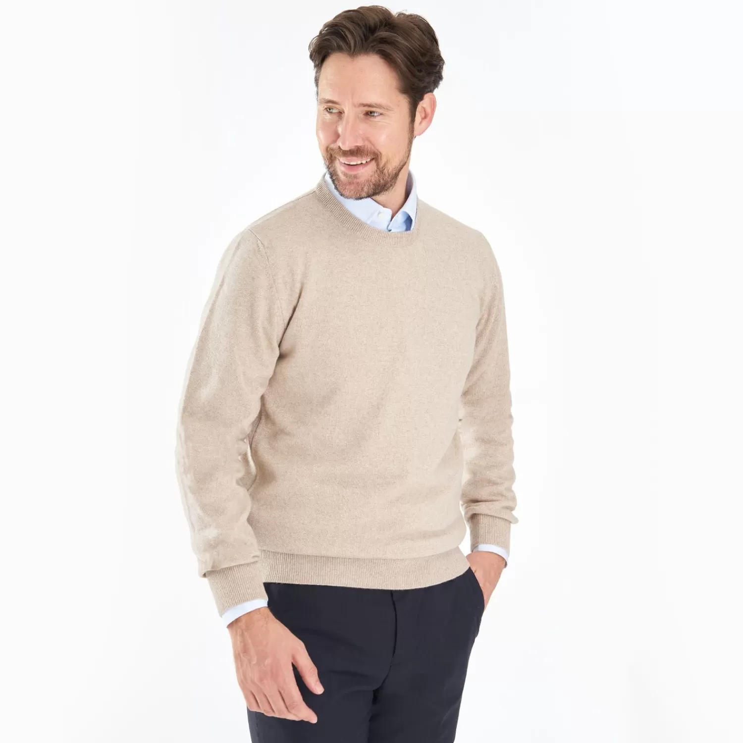 Wool And Cashmere Crewneck Sweater - Beige>E.Marinella Online