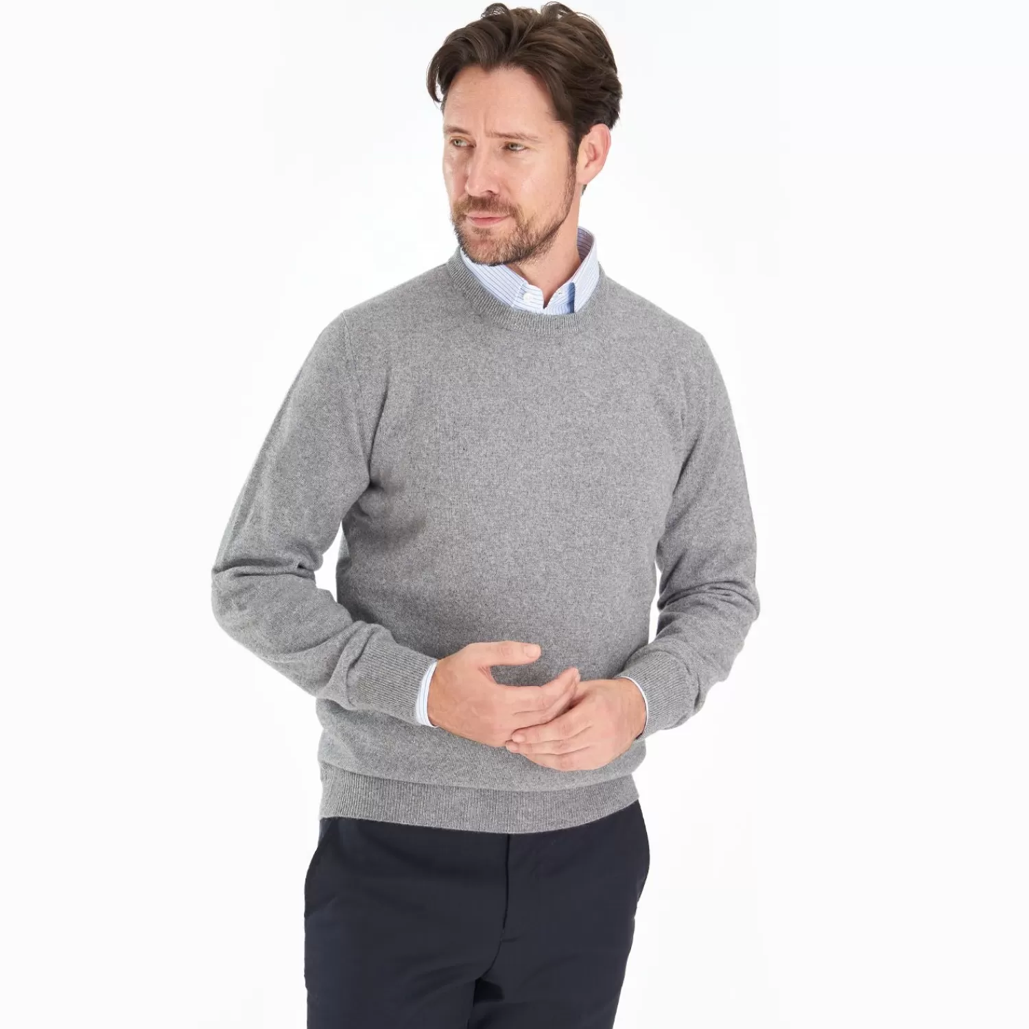 Wool And Cashmere Crewneck Sweater - Gray>E.Marinella Cheap