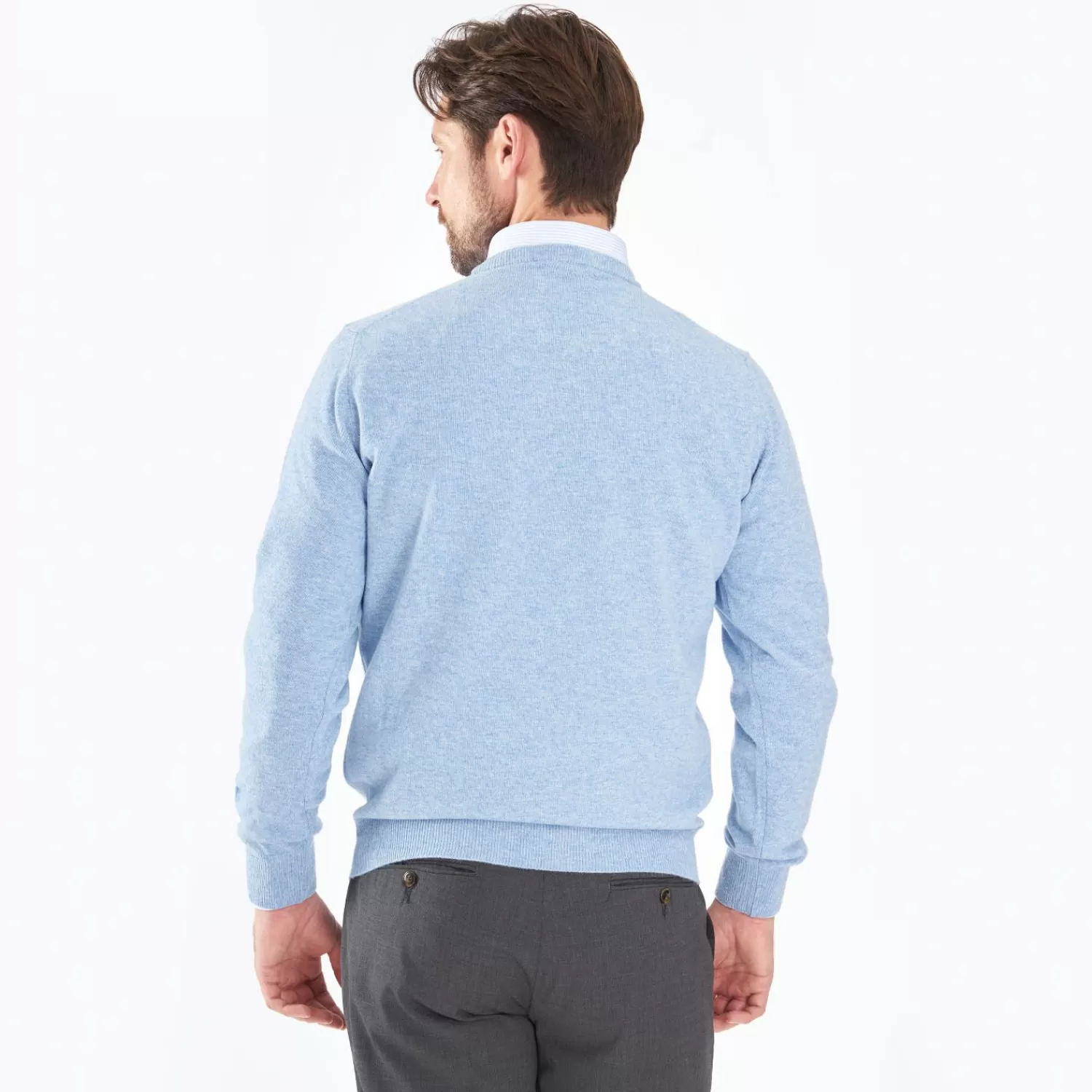 Wool And Cashmere Crewneck Sweater - Light Blue>E.Marinella Online