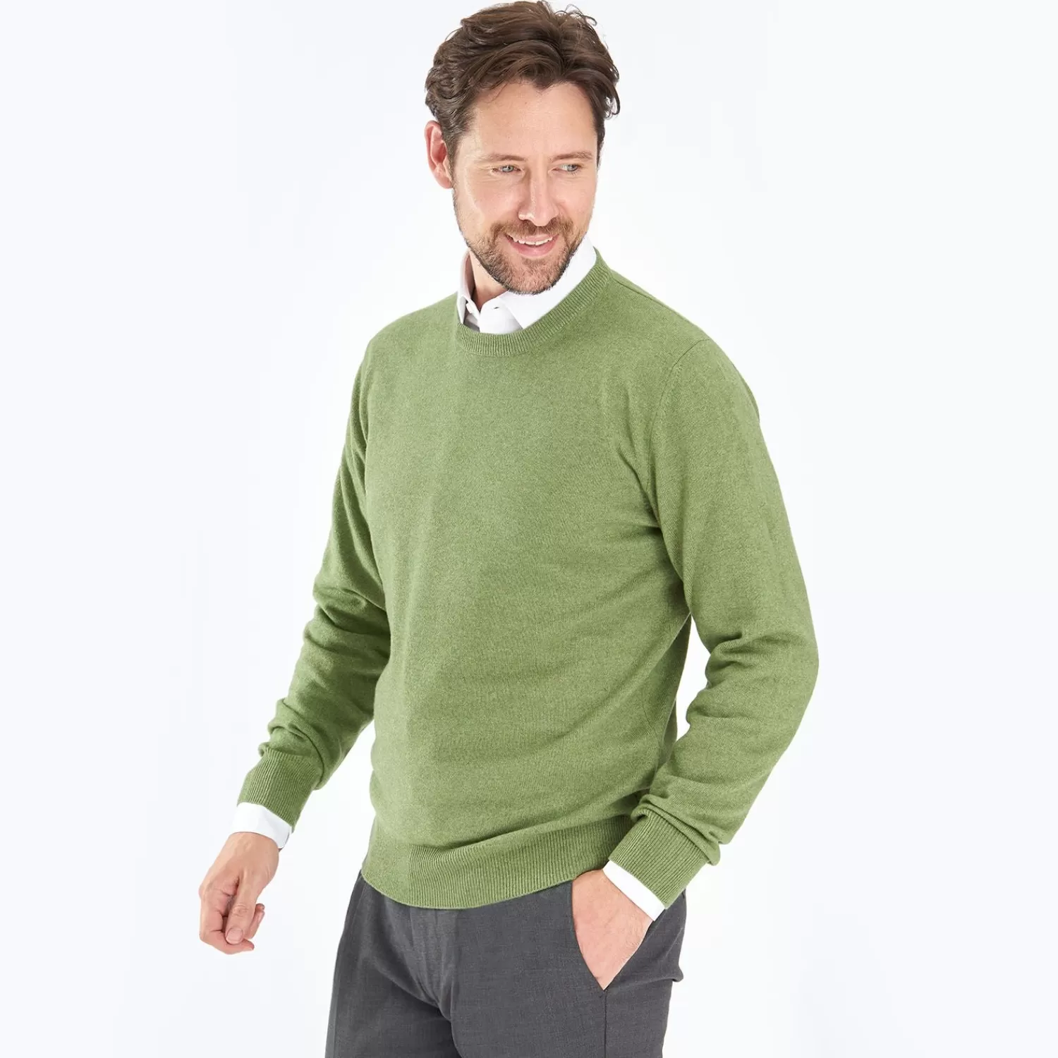 Wool And Cashmere Crewneck Sweater - Light Green>E.Marinella Shop