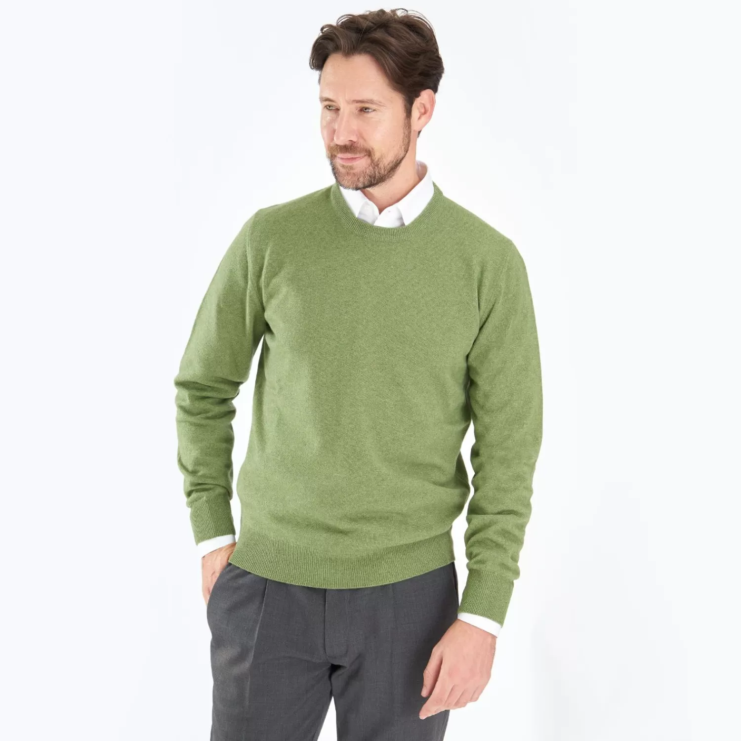 Wool And Cashmere Crewneck Sweater - Light Green>E.Marinella Shop