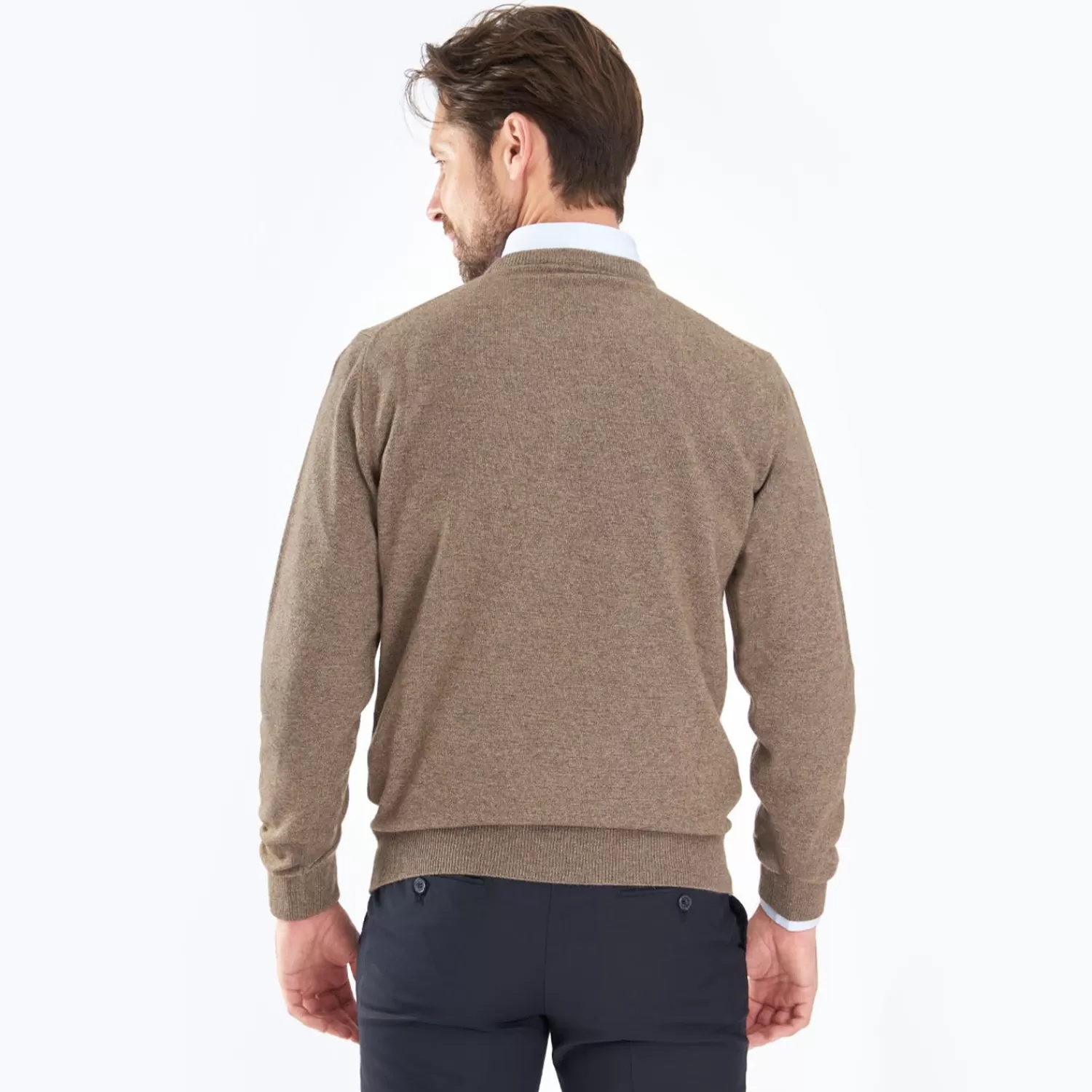 Wool And Cashmere Crewneck Sweater - Taupe Colour>E.Marinella Best Sale