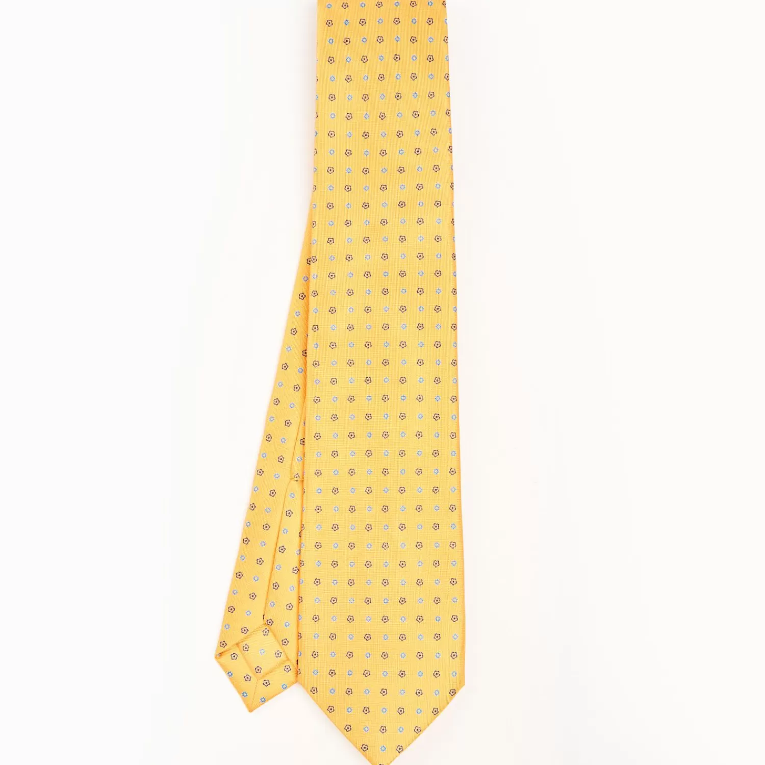 Yellow 9 Fold Sartorial Silk Tie Small Flower Pattern>E.Marinella Flash Sale
