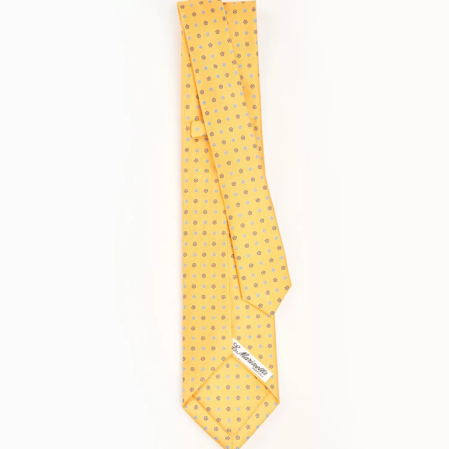 Yellow 9 Fold Sartorial Silk Tie Small Flower Pattern>E.Marinella Flash Sale