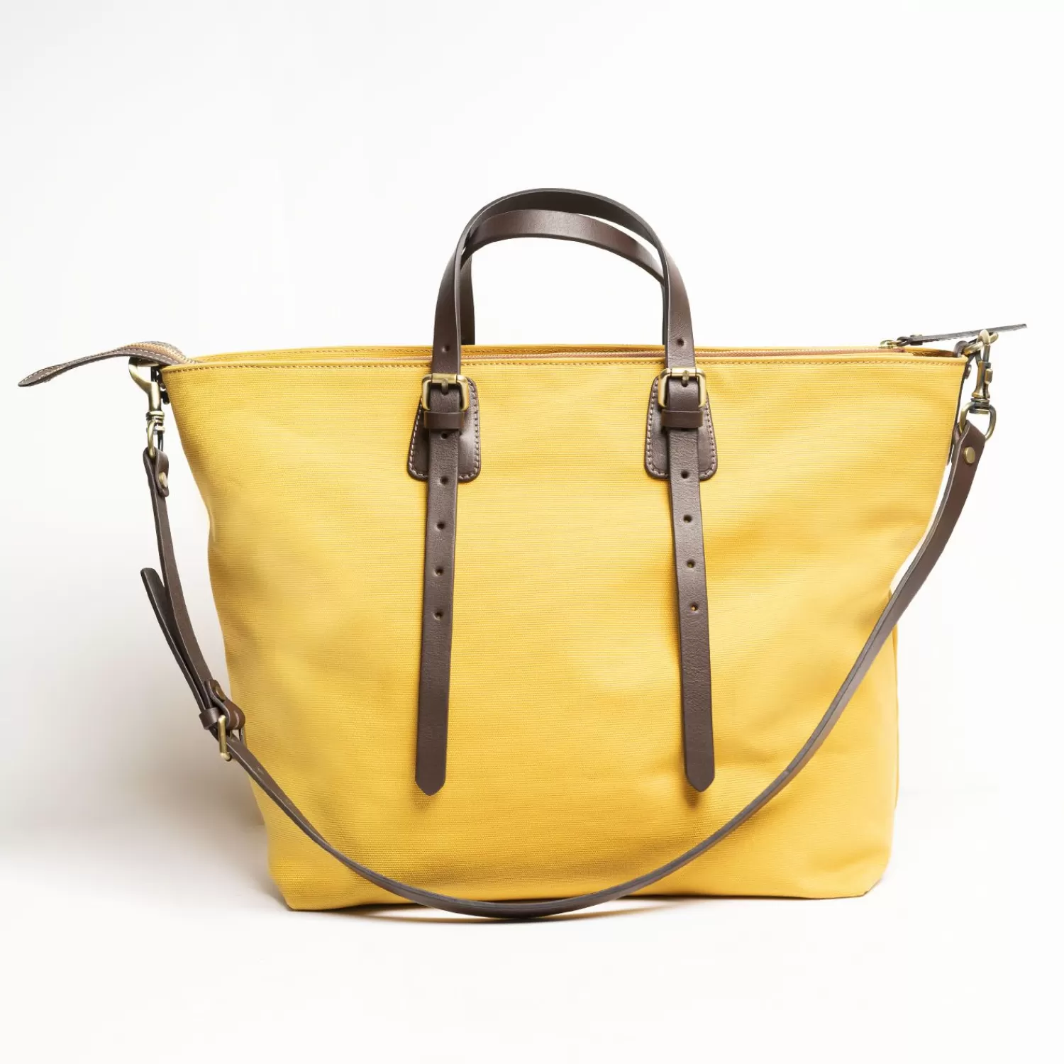 Yellow Canvas Weekend Bag With Leather Trim>E.Marinella Outlet