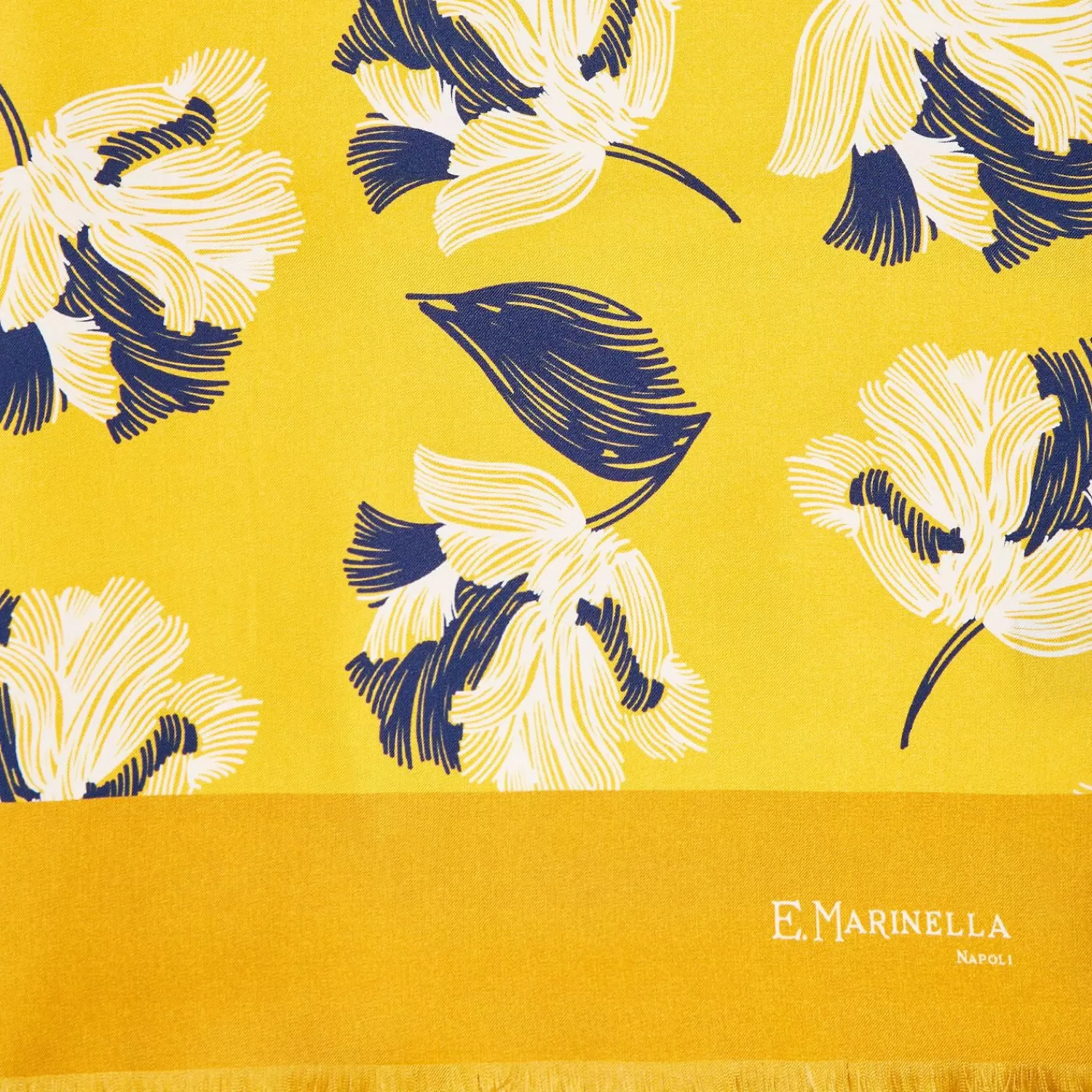 Yellow Double Silk Scarf - Floral Pattern>E.Marinella Discount