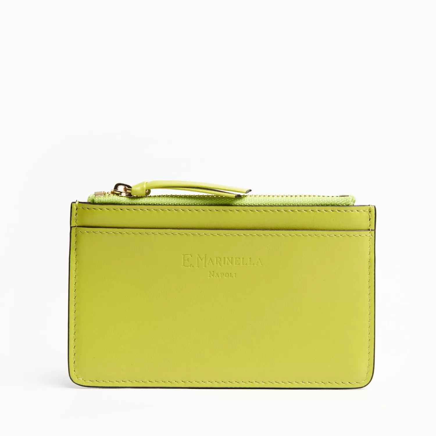 Yellow Leather Zip Credit Card Holder>E.Marinella Online