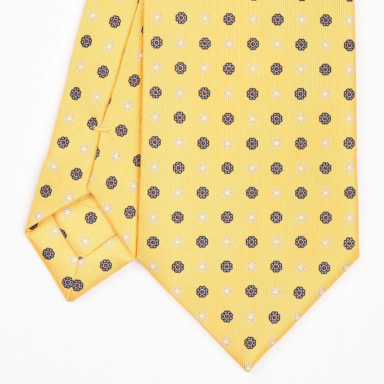 Yellow Sartorial Classic Silk Tie - Small Flower Pattern>E.Marinella Outlet