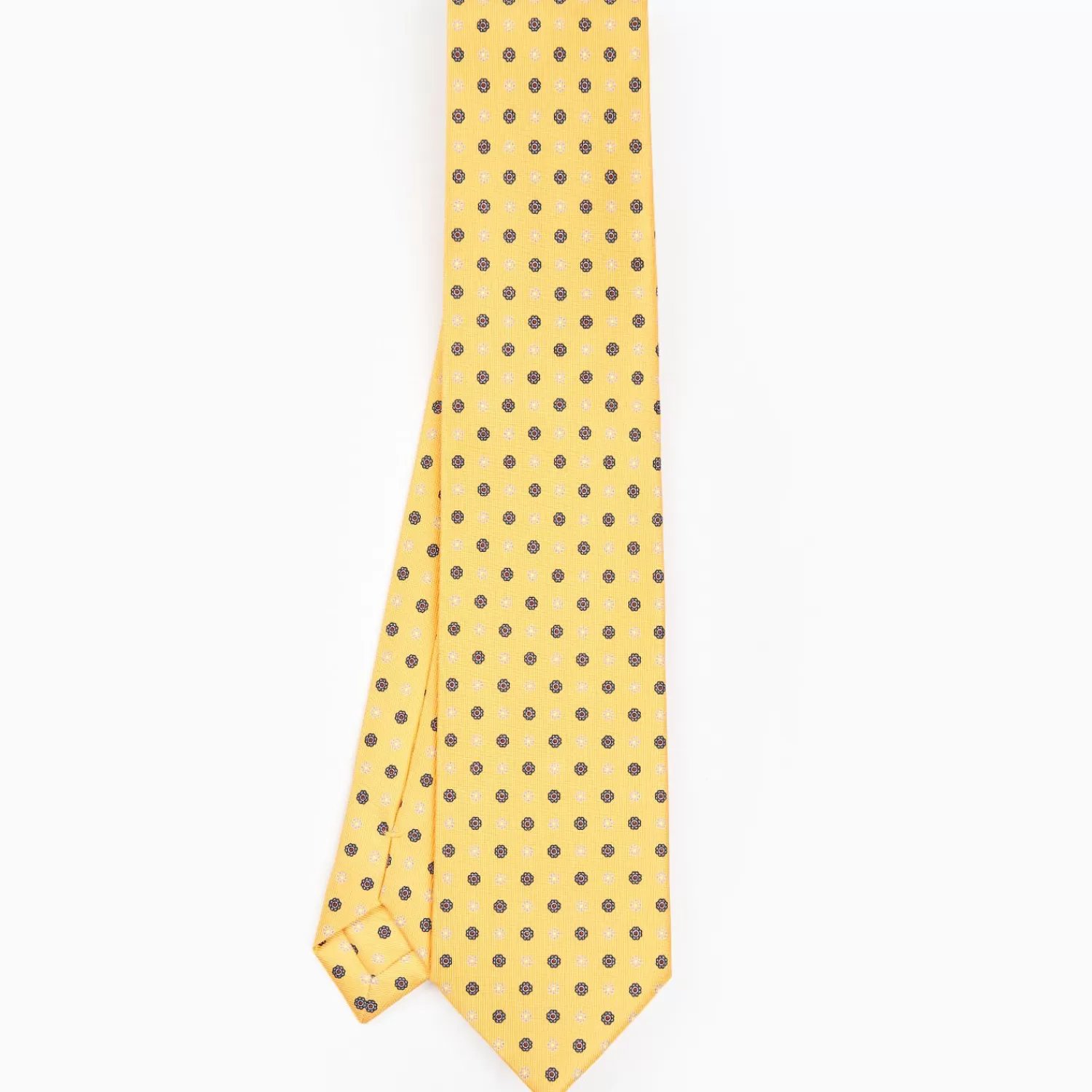 Yellow Sartorial Classic Silk Tie - Small Flower Pattern>E.Marinella Outlet