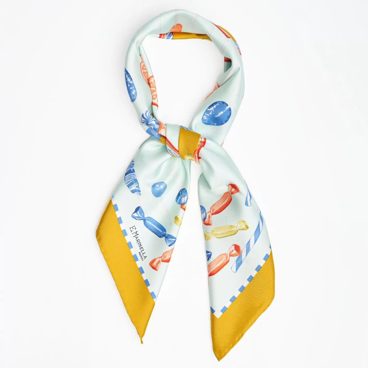 Yellow Silk Scarf 90 - Confetti And Bon Bon>E.Marinella Store